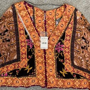 Free People Funky Print 3/4 Sleeve Top